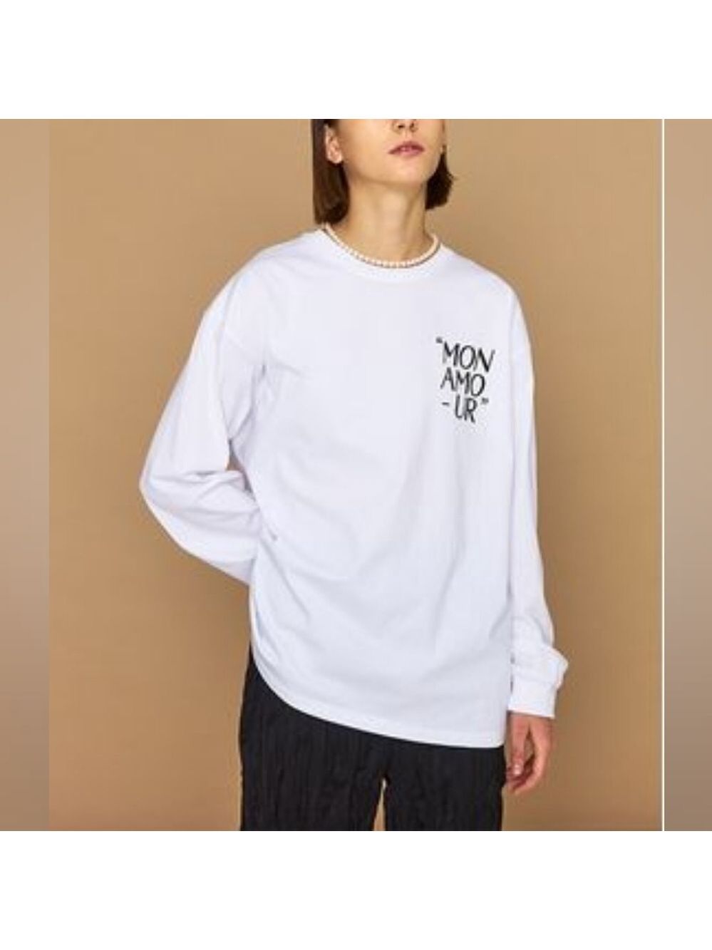 HIDDEN FOREST MARKET Mon Amour Long Sleeve T-shirt in cream size S (estimated)